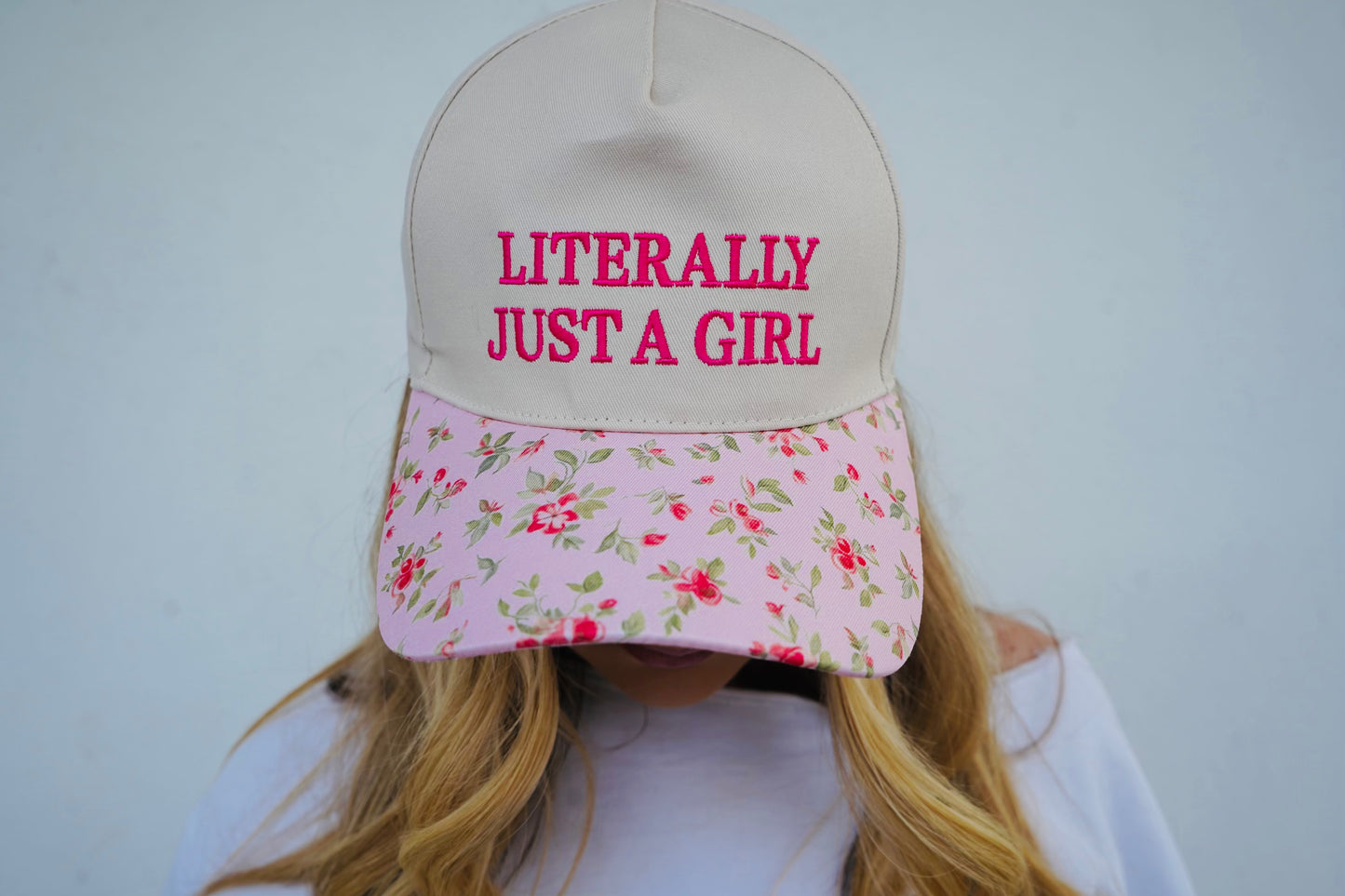 Literally Just A Girl Pink Floral Hat