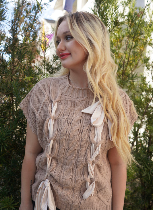Mocha and Silk Ribbon Sweater