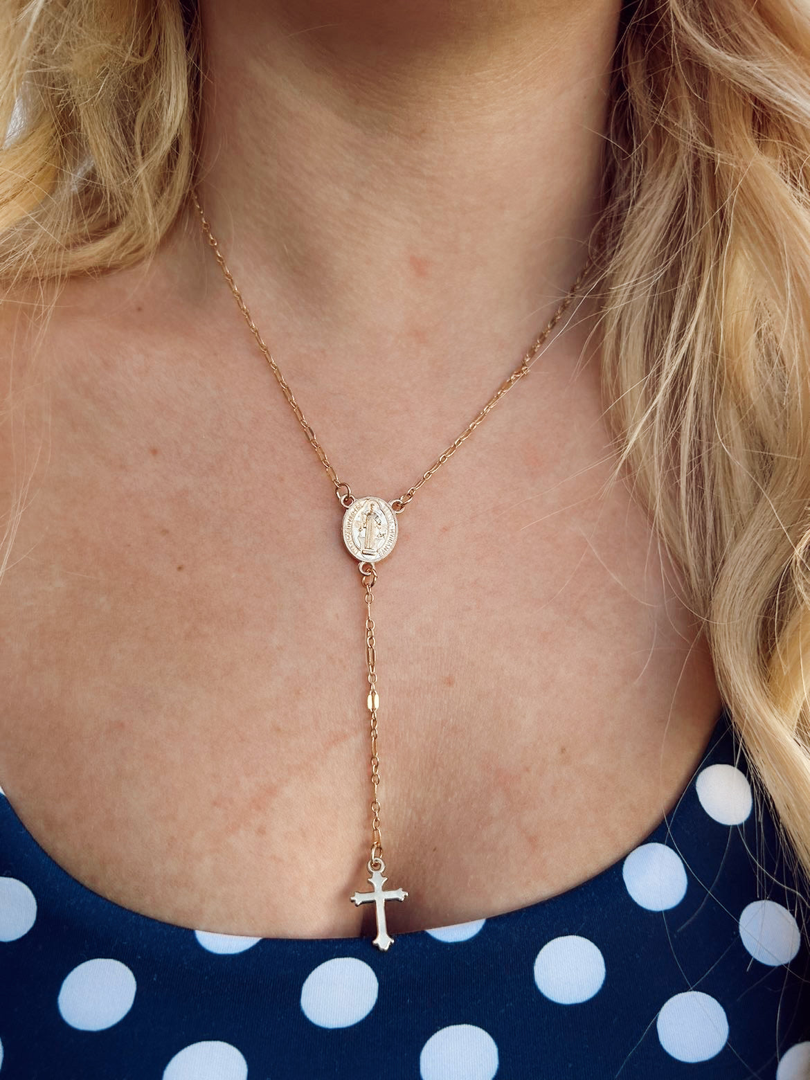 Virgin Mary Cross Necklace- SILVER